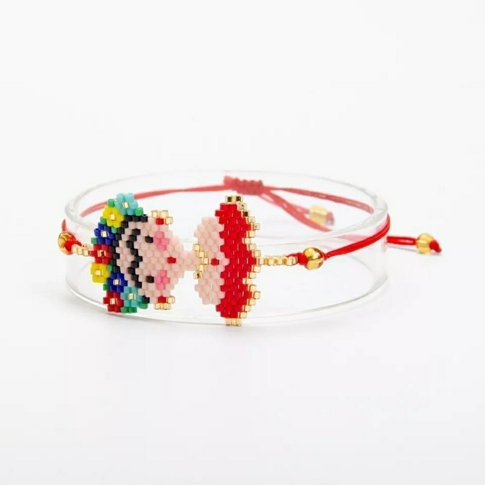 NWOT Frida Kahlo Red Handmade Beaded Bracelet